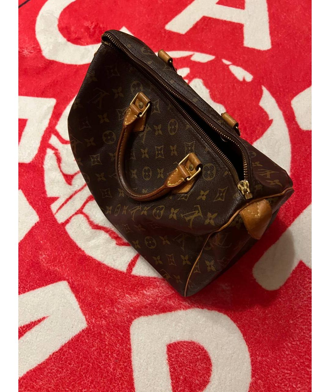 LOUIS VUITTON Коричневая кожаная сумка с короткими ручками, фото 2