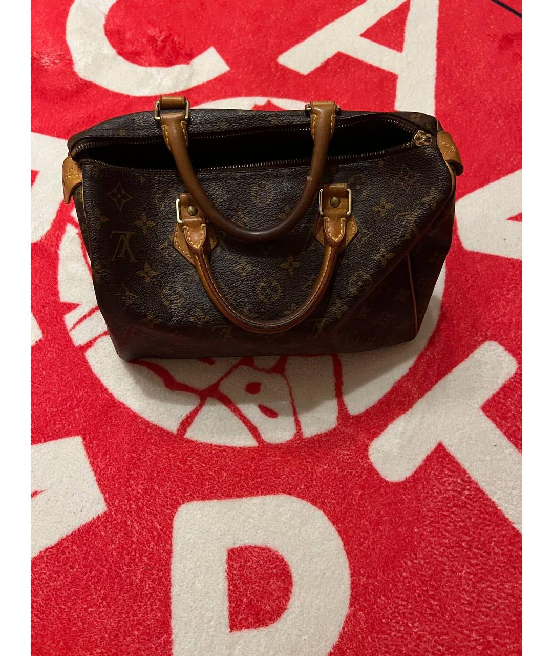LOUIS VUITTON Коричневая кожаная сумка с короткими ручками, фото 9