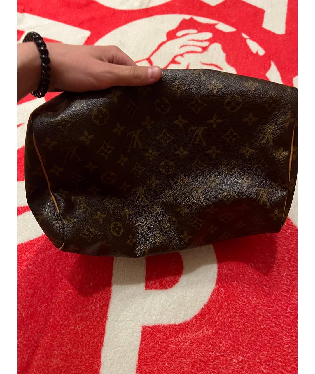 LOUIS VUITTON Коричневая кожаная сумка с короткими ручками, фото 3