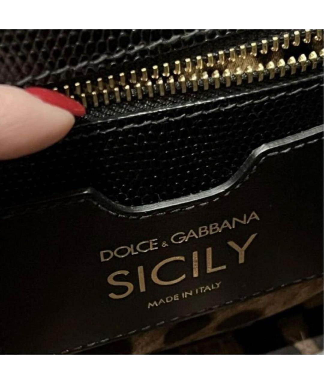 DOLCE&GABBANA Черная кожаная сумка с короткими ручками, фото 3