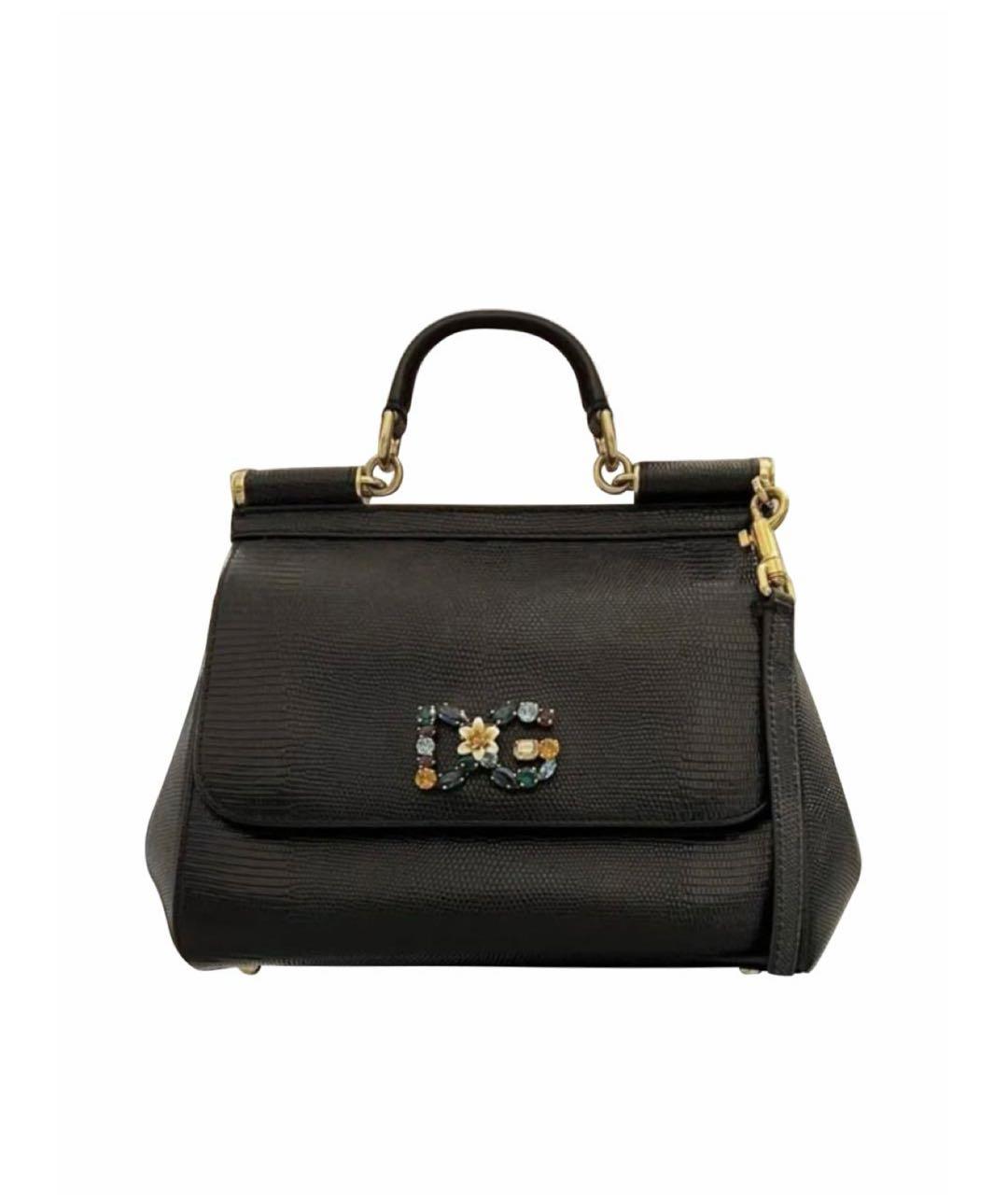DOLCE&GABBANA Черная кожаная сумка с короткими ручками, фото 6