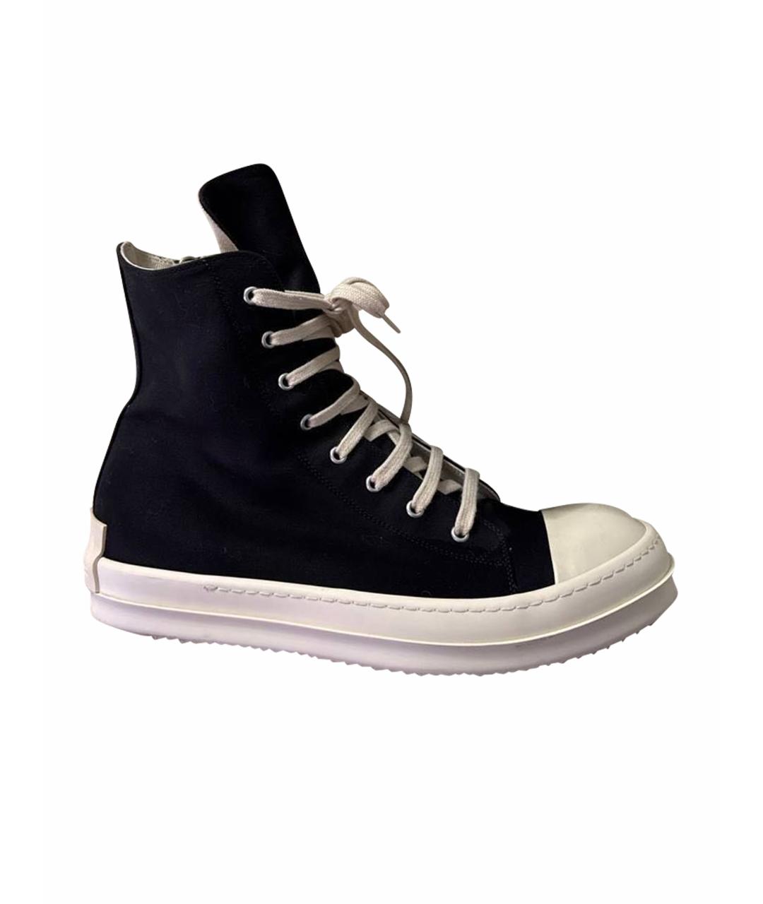 RICK OWENS DRKSHDW Черные текстильные высокие кроссовки / кеды, фото 1