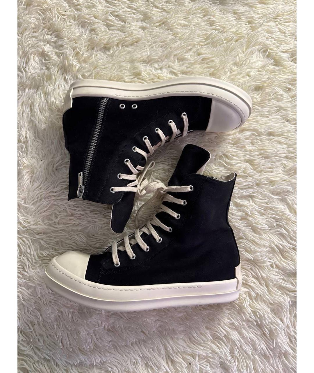 RICK OWENS DRKSHDW Черные текстильные высокие кроссовки / кеды, фото 5