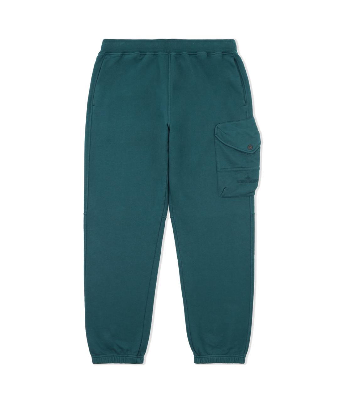STONE ISLAND Бирюзовые хлопковые повседневные брюки, фото 1