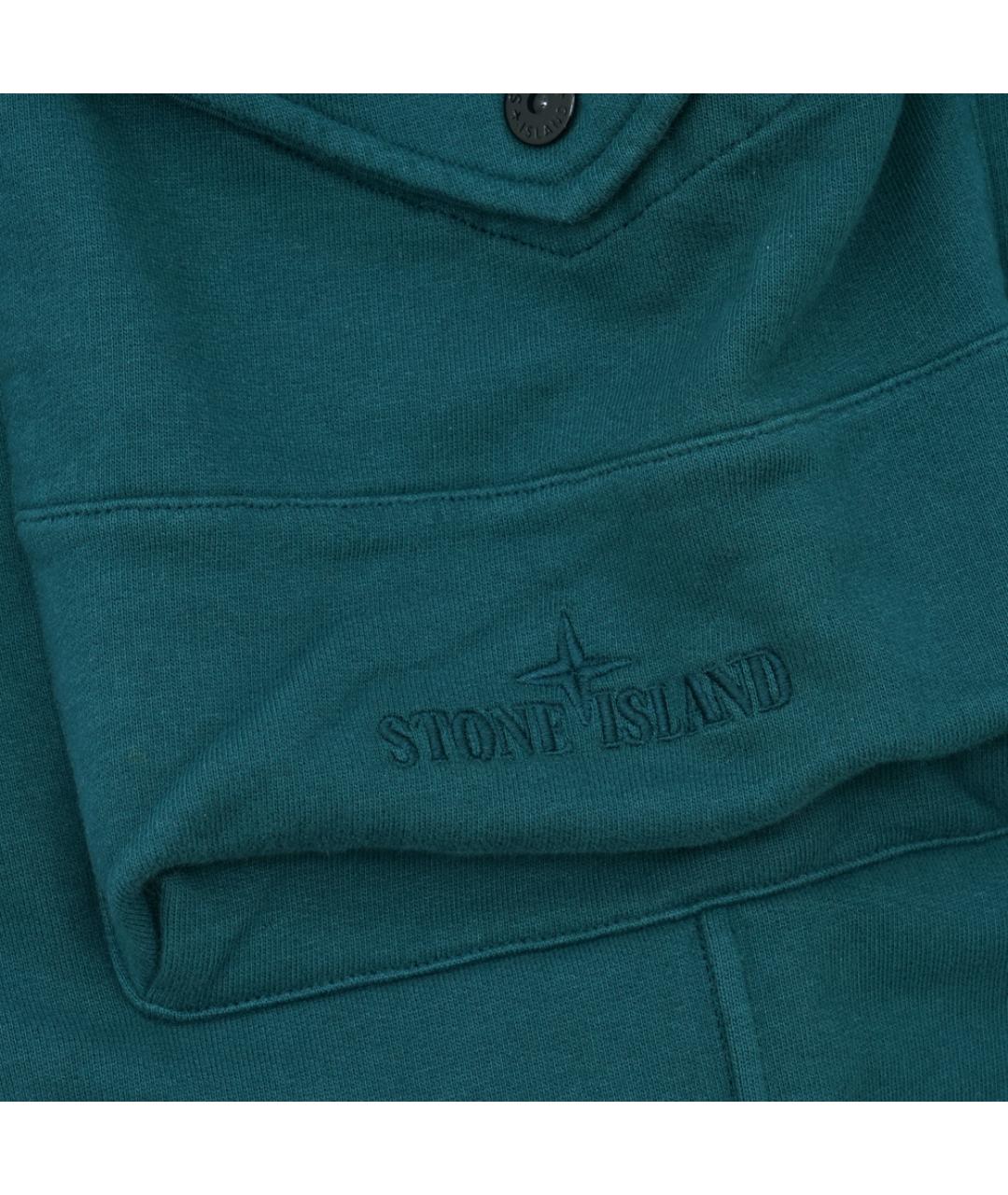 STONE ISLAND Бирюзовые хлопковые повседневные брюки, фото 5