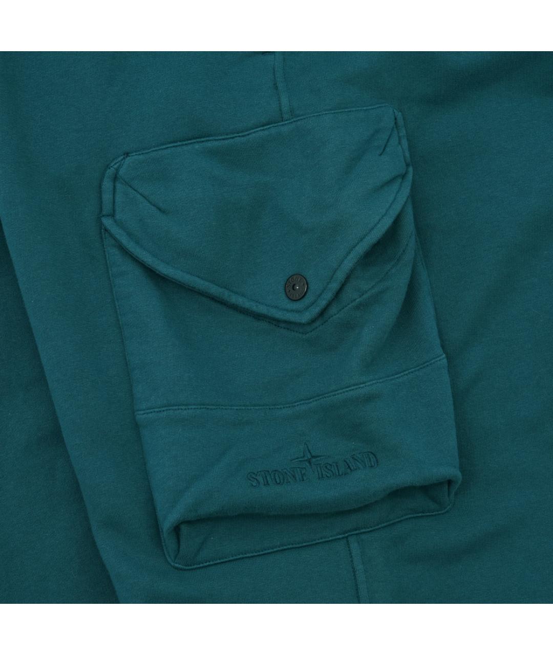 STONE ISLAND Бирюзовые хлопковые повседневные брюки, фото 4