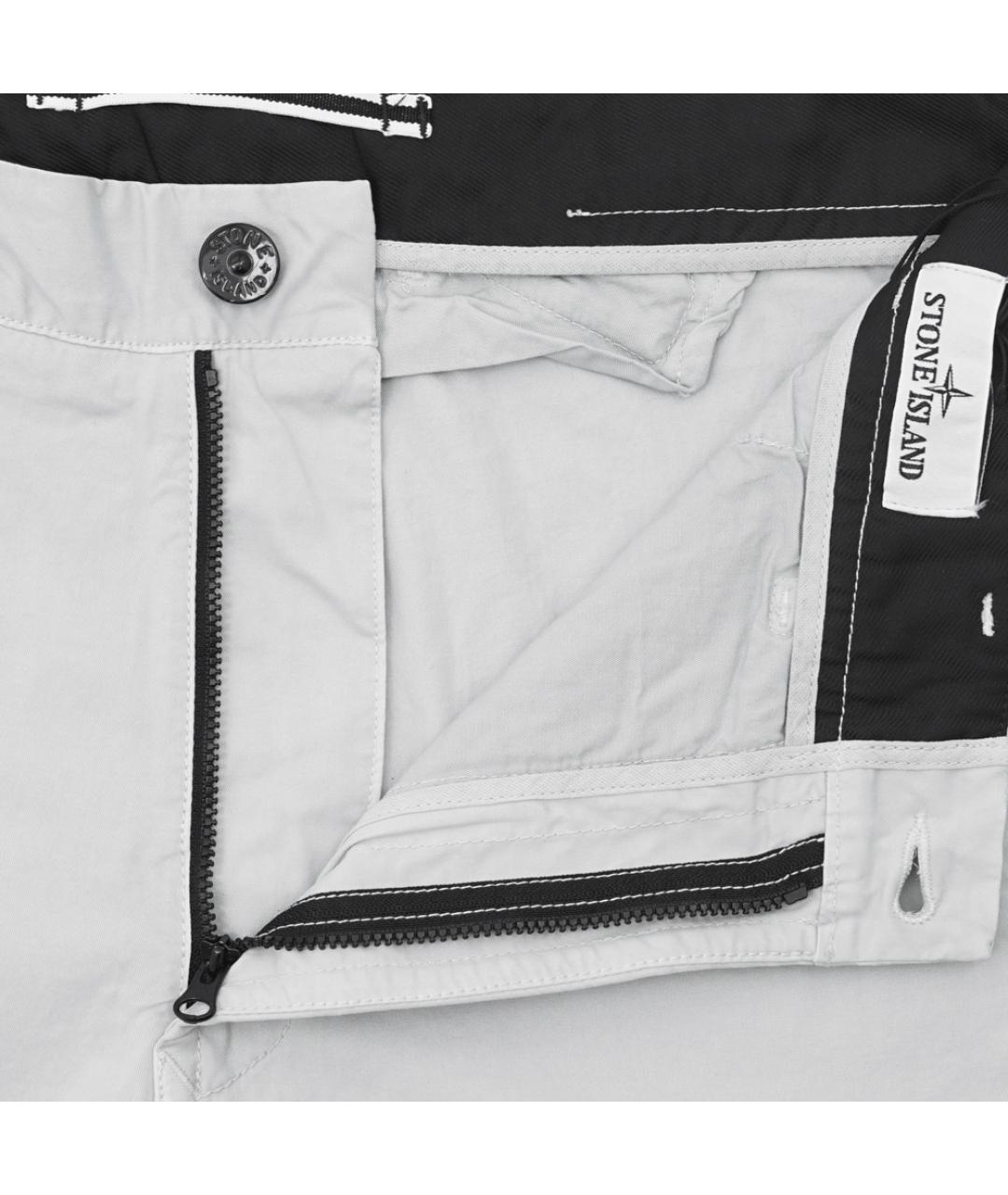 STONE ISLAND Серые хлопко-эластановые брюки чинос, фото 2