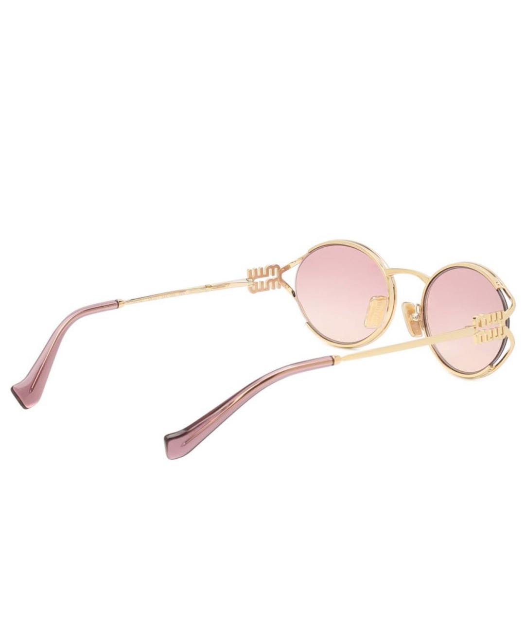 MIU MIU Розовые металлические солнцезащитные очки, фото 3