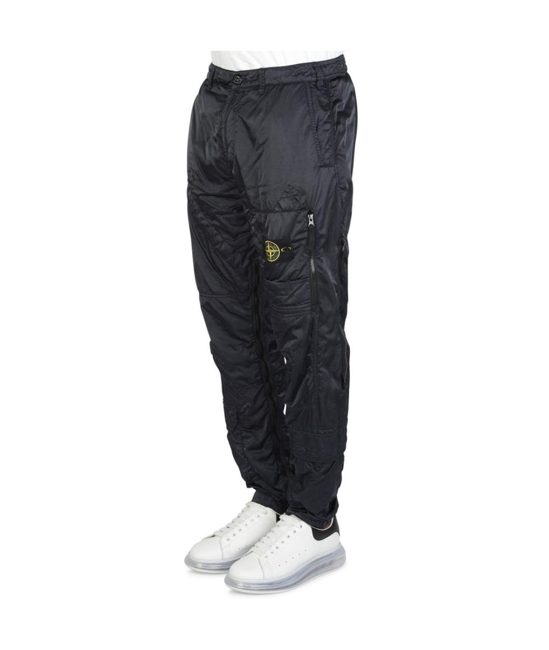 STONE ISLAND Темно-синие полиамидовые повседневные брюки, фото 8