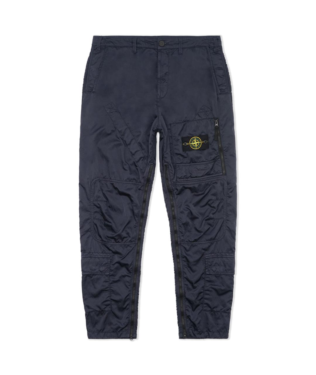 STONE ISLAND Темно-синие полиамидовые повседневные брюки, фото 1