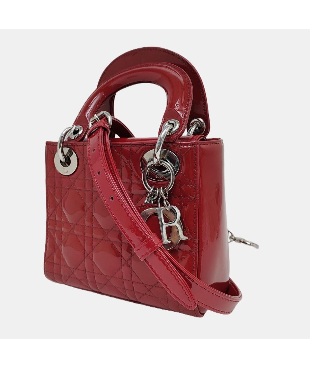 CHRISTIAN DIOR Красная сумка с короткими ручками из лакированной кожи, фото 3