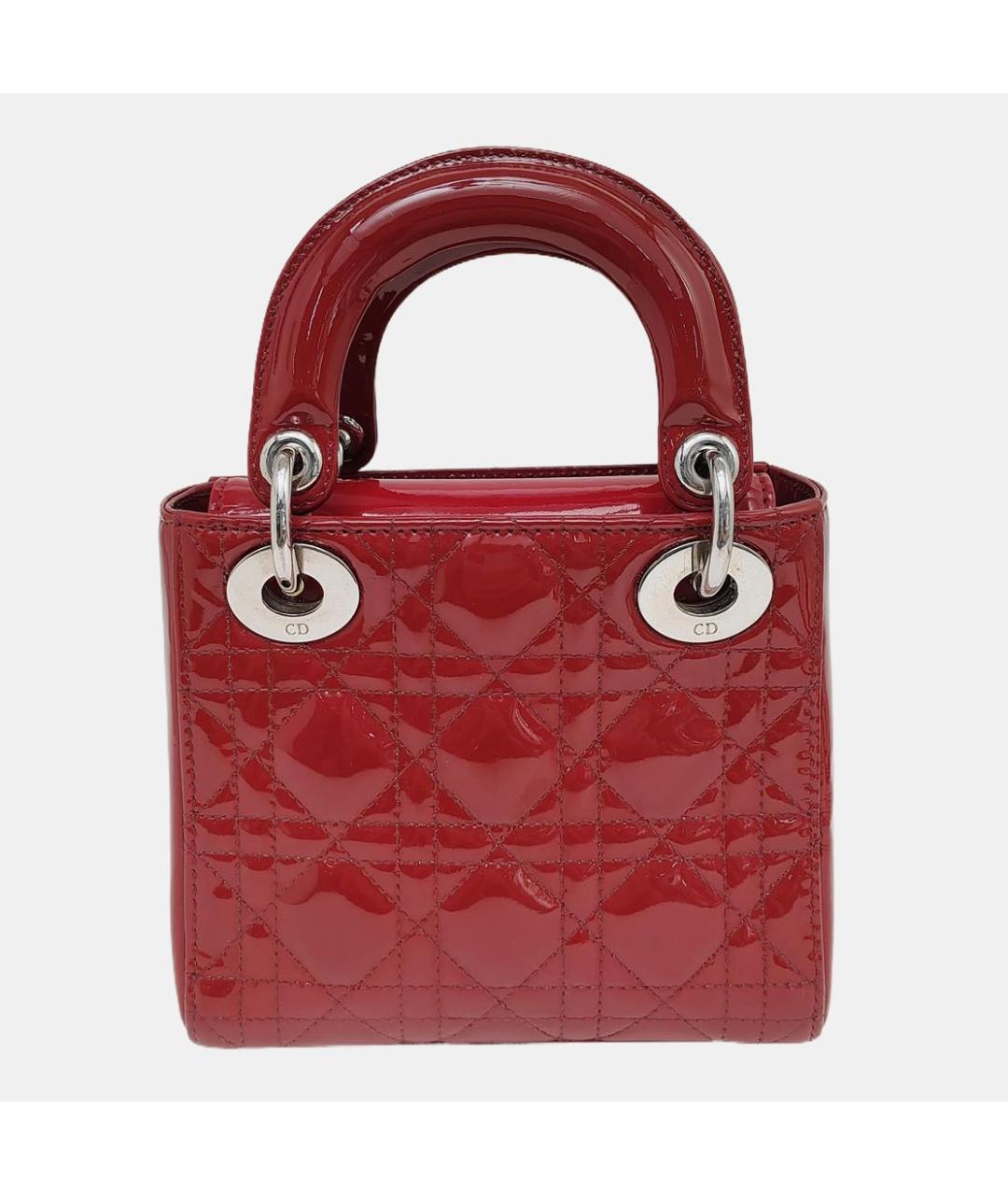 CHRISTIAN DIOR Красная сумка с короткими ручками из лакированной кожи, фото 4