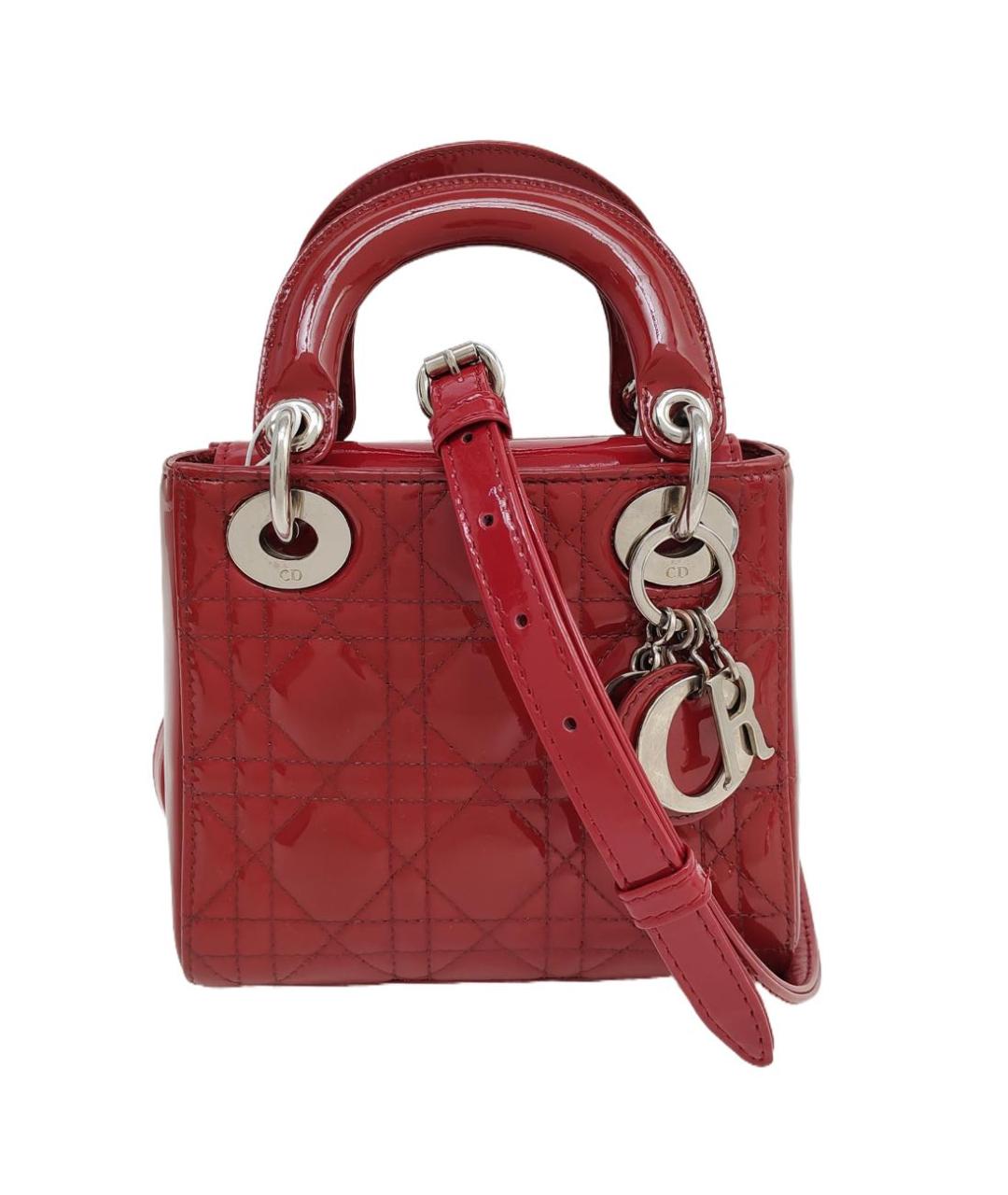 CHRISTIAN DIOR Красная сумка с короткими ручками из лакированной кожи, фото 2