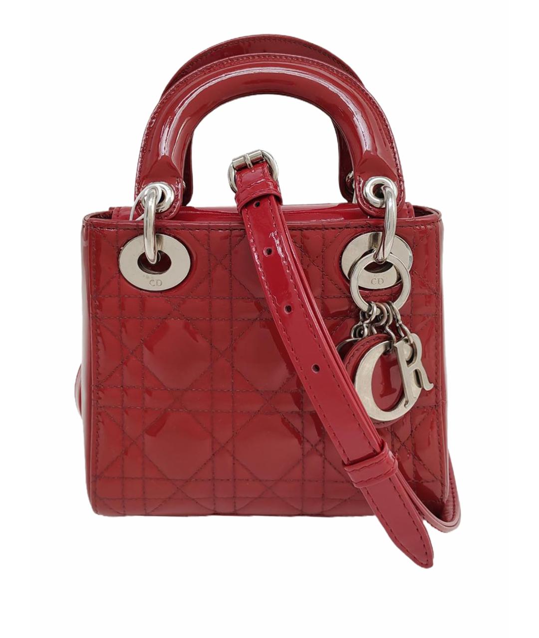 CHRISTIAN DIOR Красная сумка с короткими ручками из лакированной кожи, фото 1