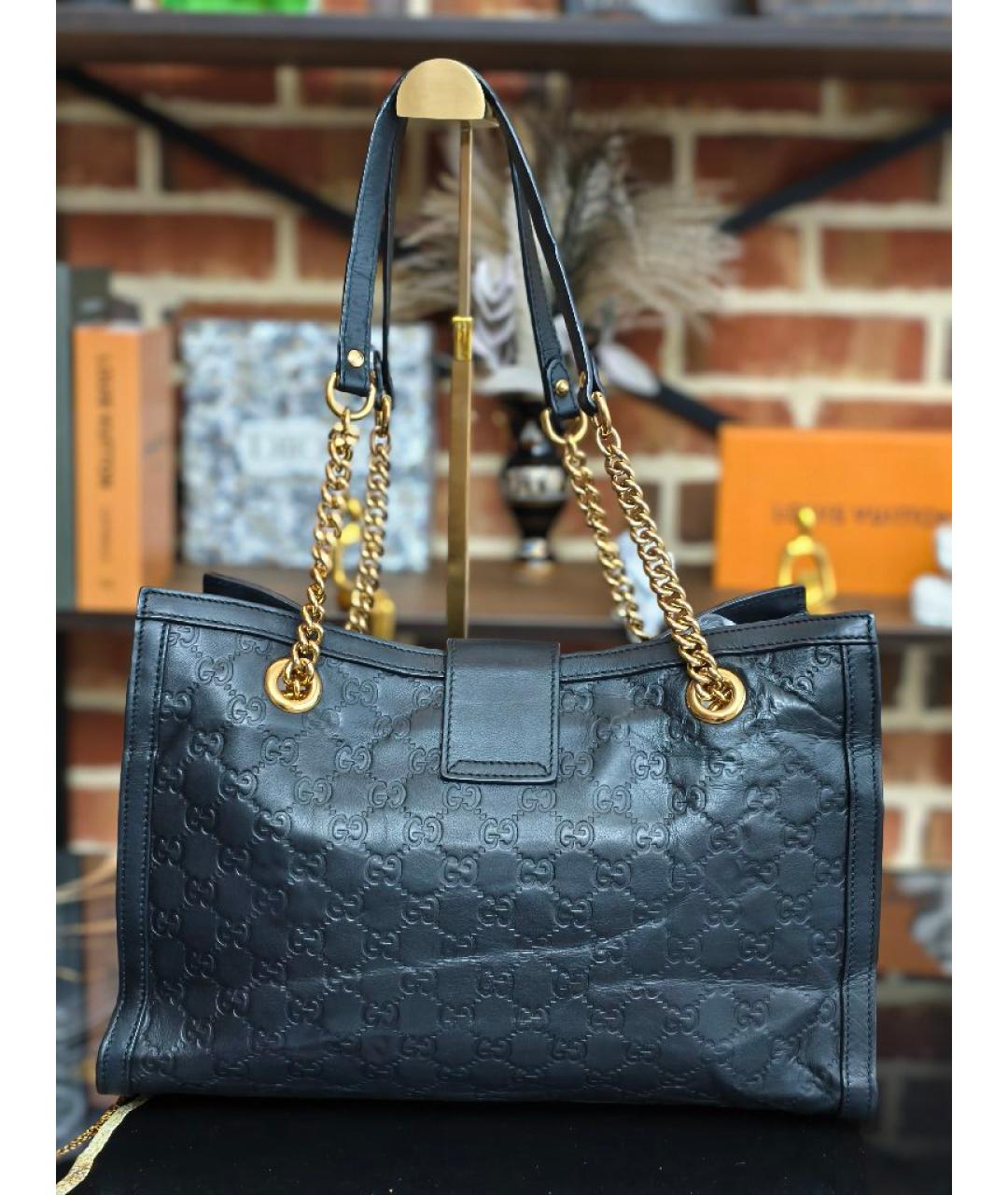 GUCCI Черная кожаная сумка с короткими ручками, фото 3
