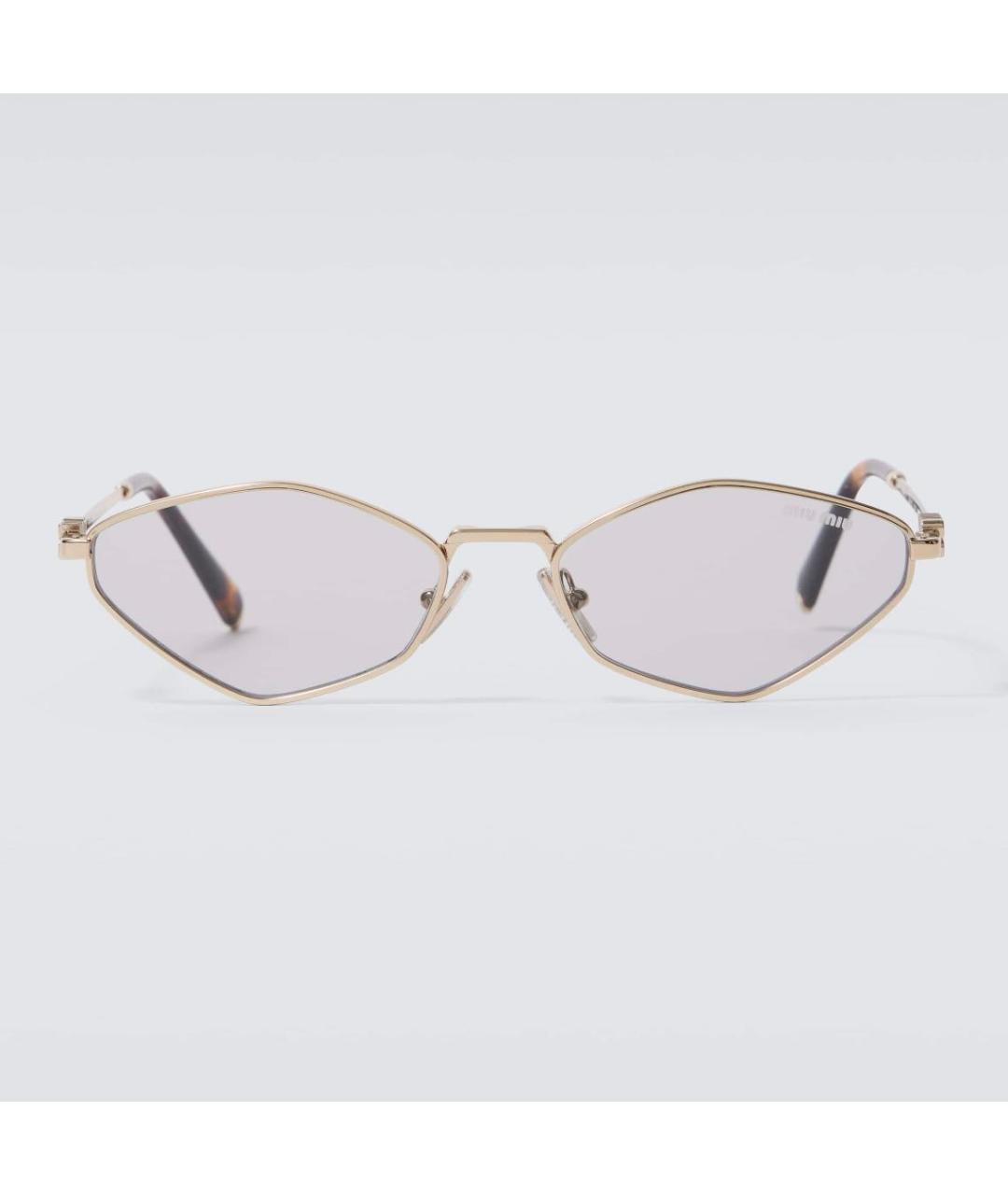 MIU MIU Золотые металлические солнцезащитные очки, фото 2