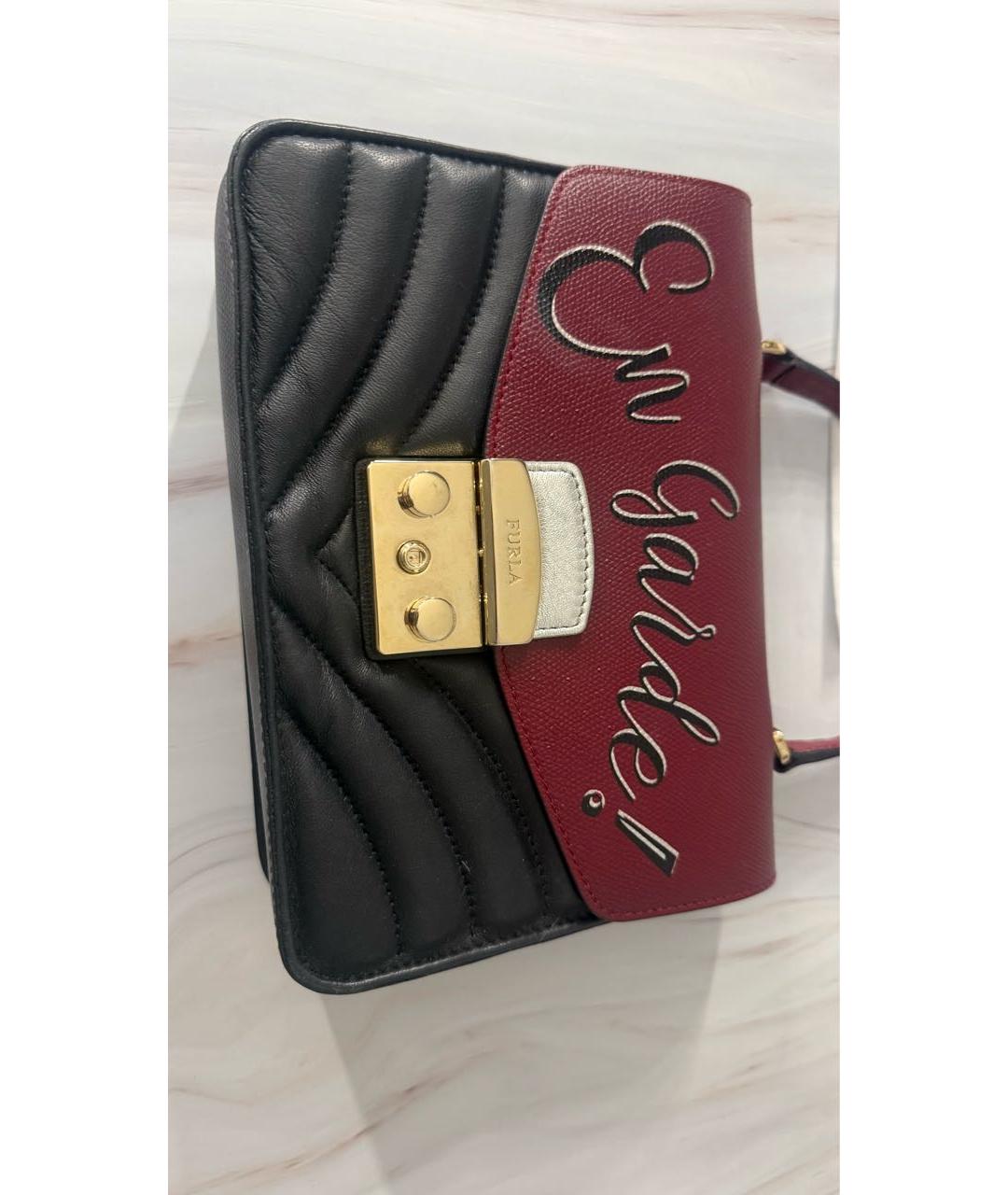 FURLA Бордовая кожаная сумка с короткими ручками, фото 3