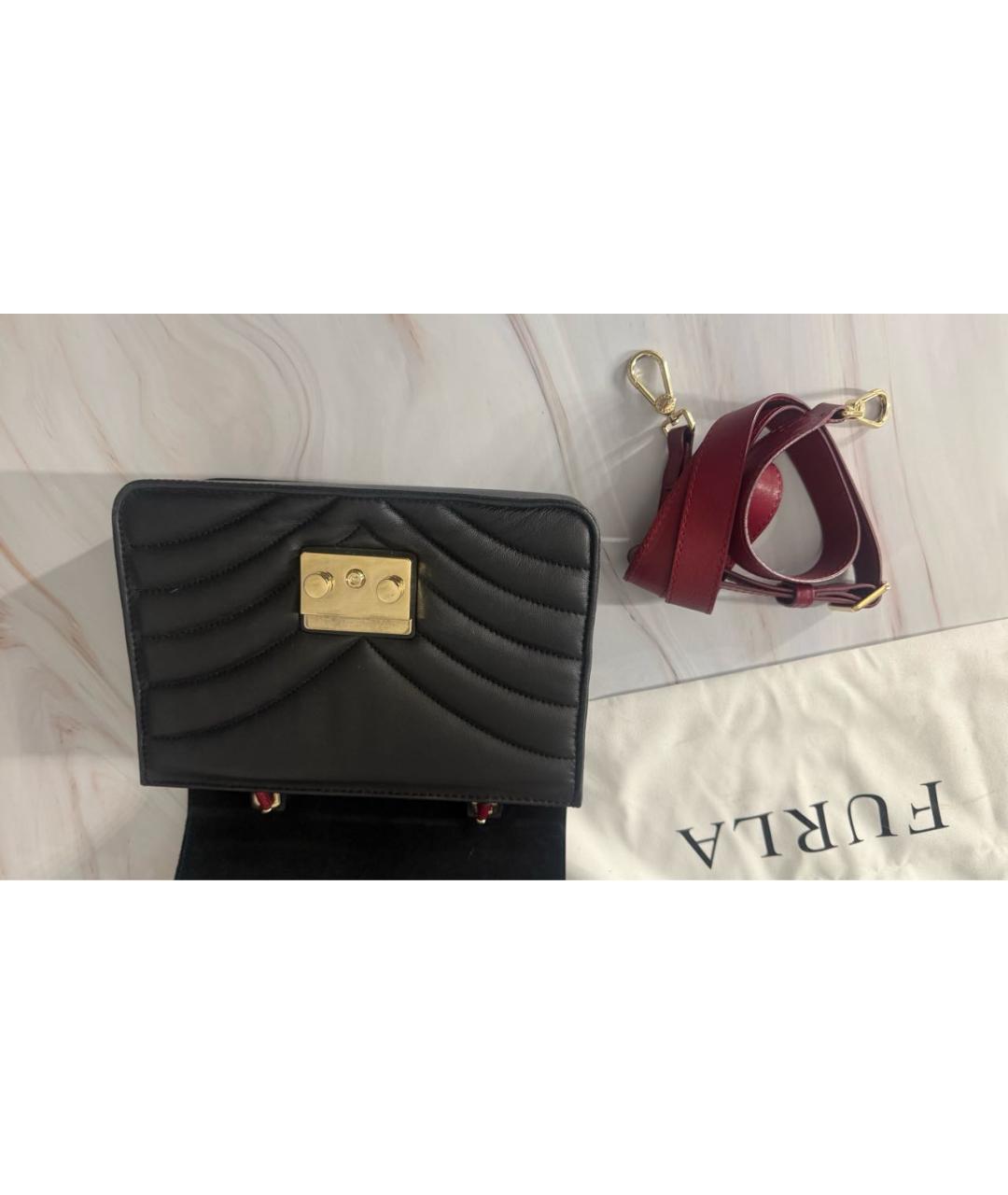 FURLA Бордовая кожаная сумка с короткими ручками, фото 9