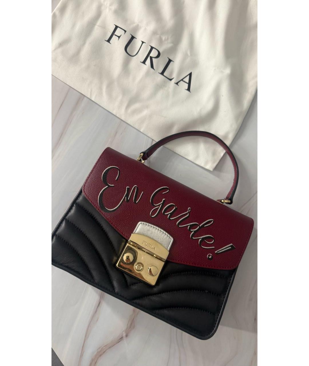FURLA Бордовая кожаная сумка с короткими ручками, фото 2