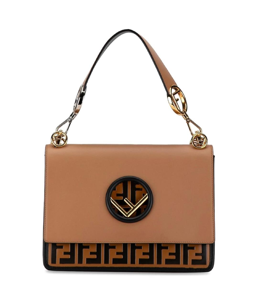 FENDI Коричневая кожаная сумка через плечо, фото 6