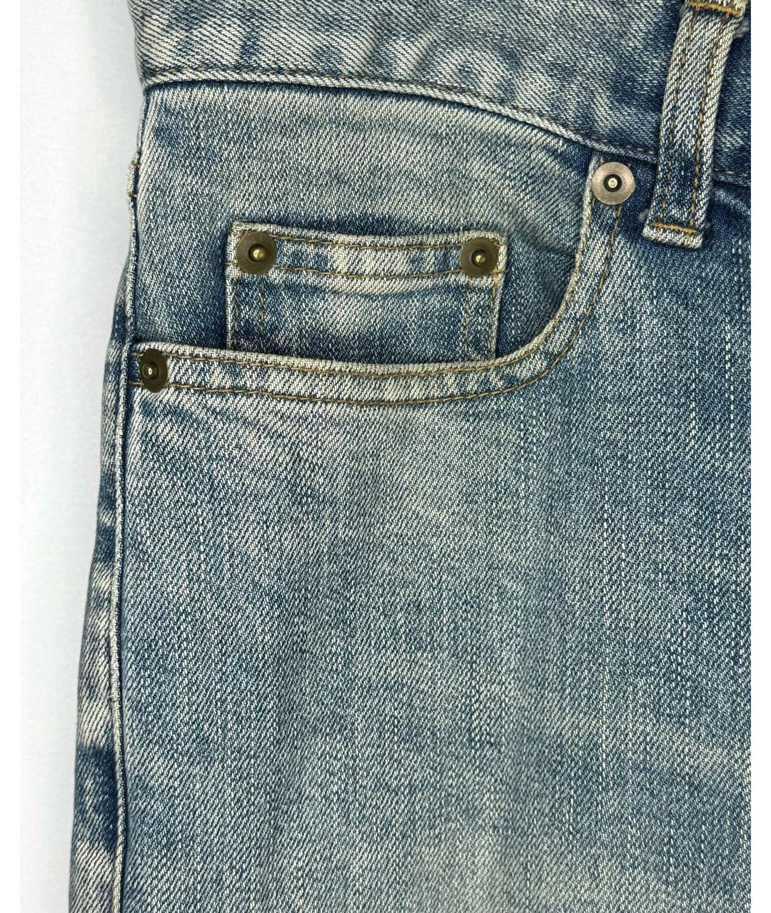 SAINT LAURENT Синие хлопко-эластановые джинсы скинни, фото 3