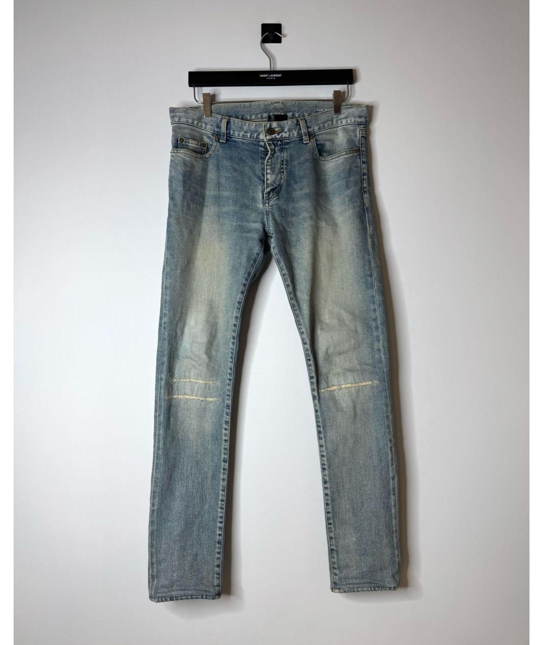 SAINT LAURENT Синие хлопко-эластановые джинсы скинни, фото 6