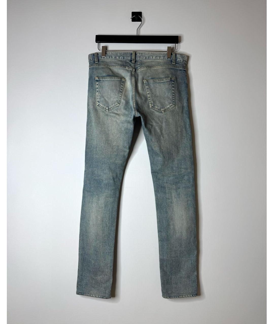SAINT LAURENT Синие хлопко-эластановые джинсы скинни, фото 2