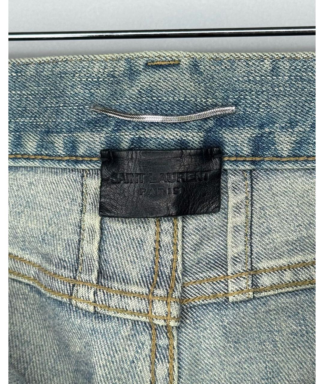 SAINT LAURENT Синие хлопко-эластановые джинсы скинни, фото 5