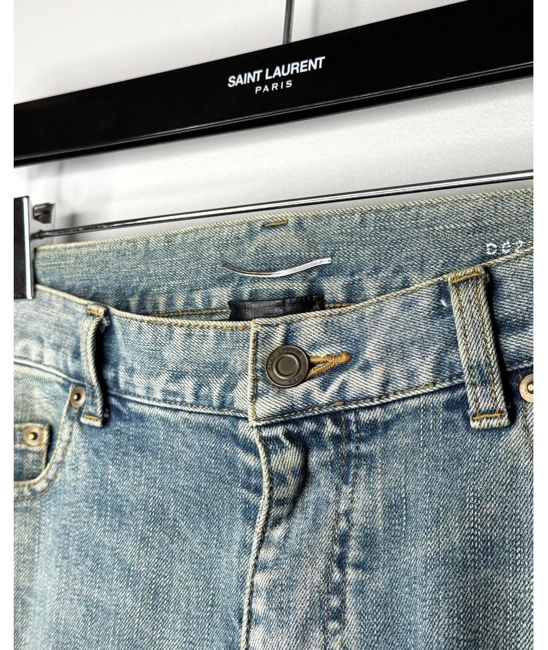 SAINT LAURENT Синие хлопко-эластановые джинсы скинни, фото 4