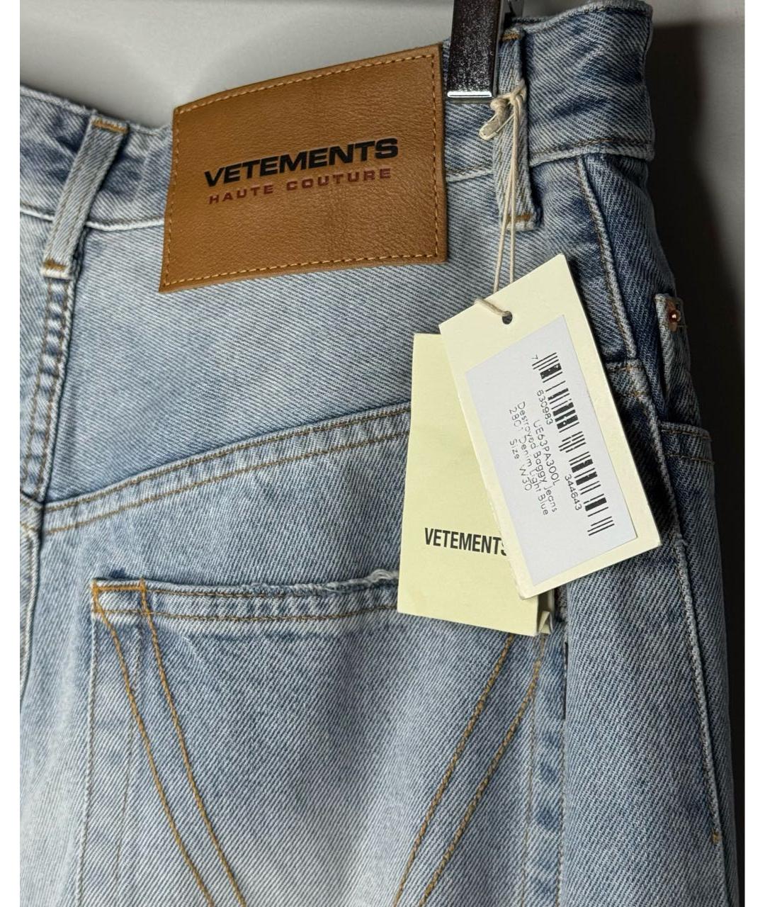 VETEMENTS Голубые хлопковые прямые джинсы, фото 4