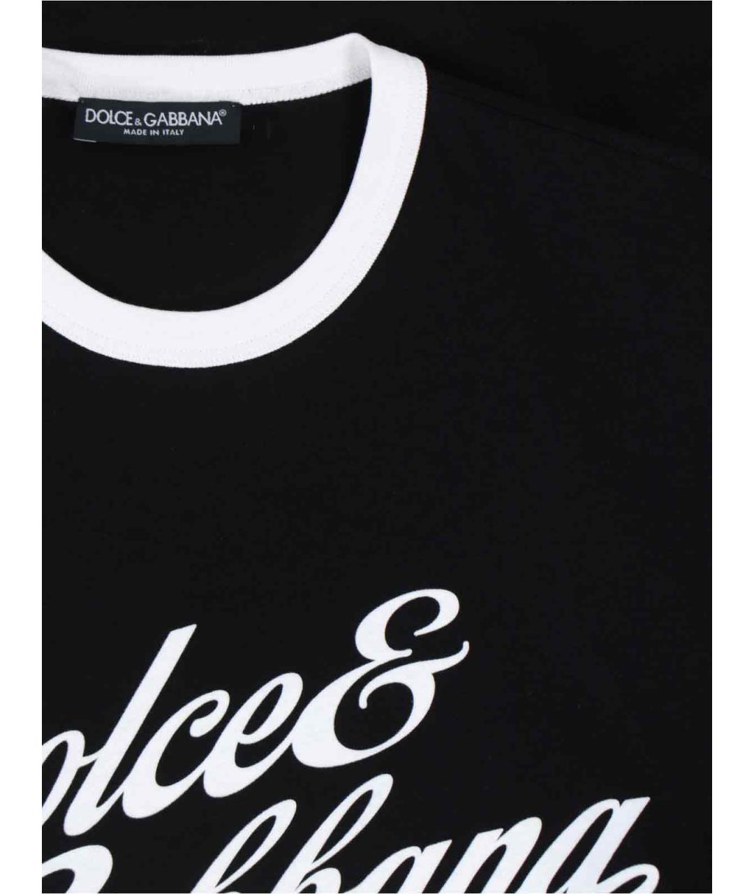 DOLCE&GABBANA Черная хлопковая футболка, фото 3