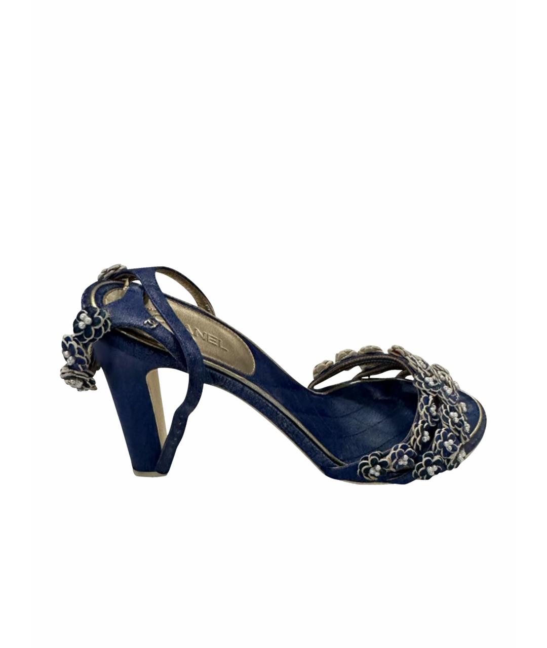CHANEL Голубые кожаные босоножки, фото 1