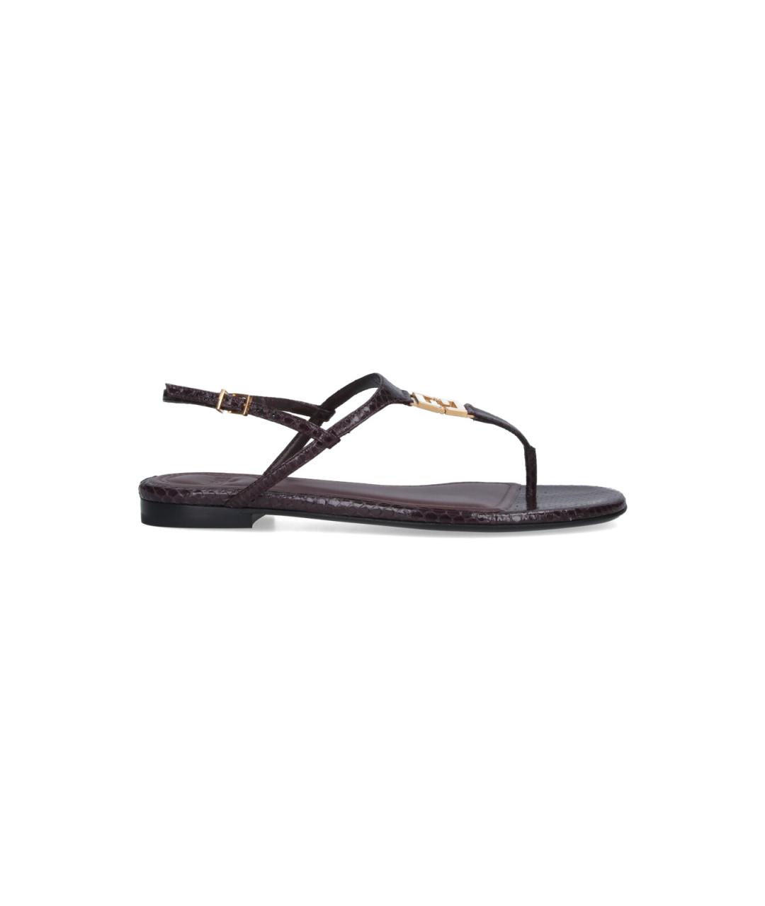 FENDI Бордовые кожаные босоножки, фото 1