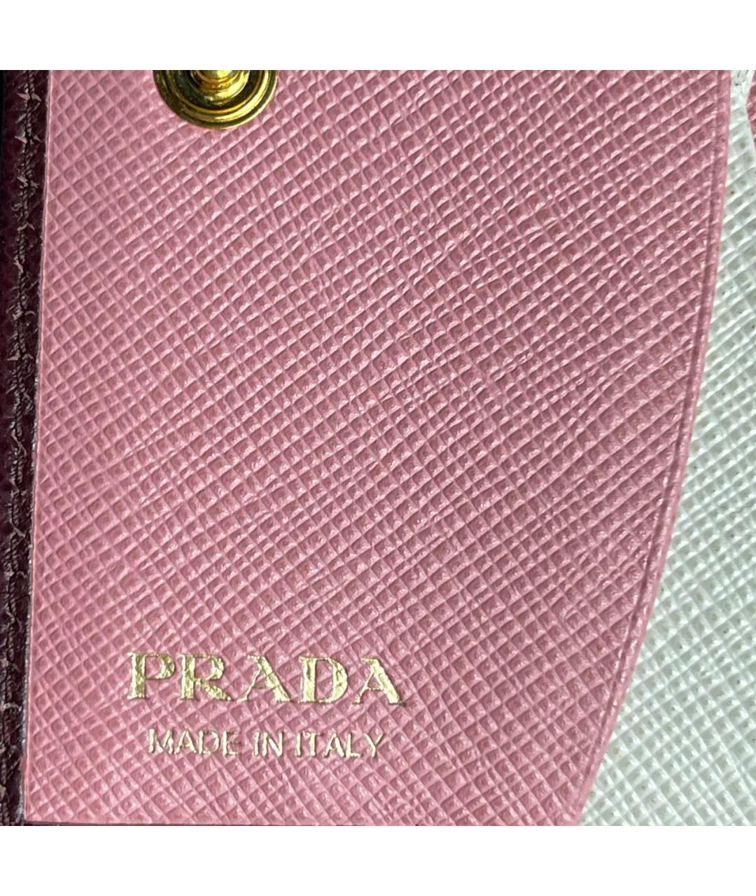 PRADA Бордовый кожаный кошелек, фото 6