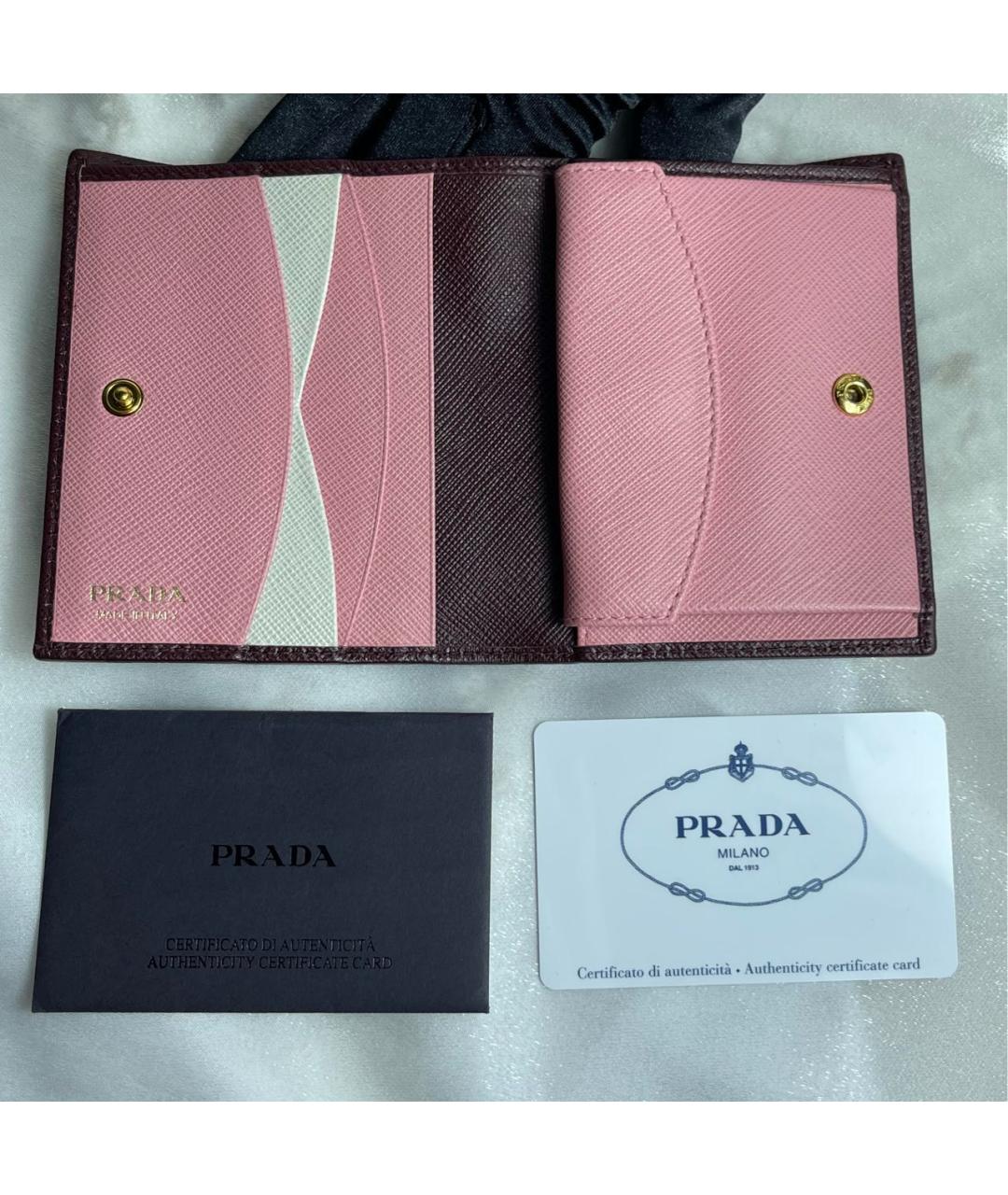 PRADA Бордовый кожаный кошелек, фото 2
