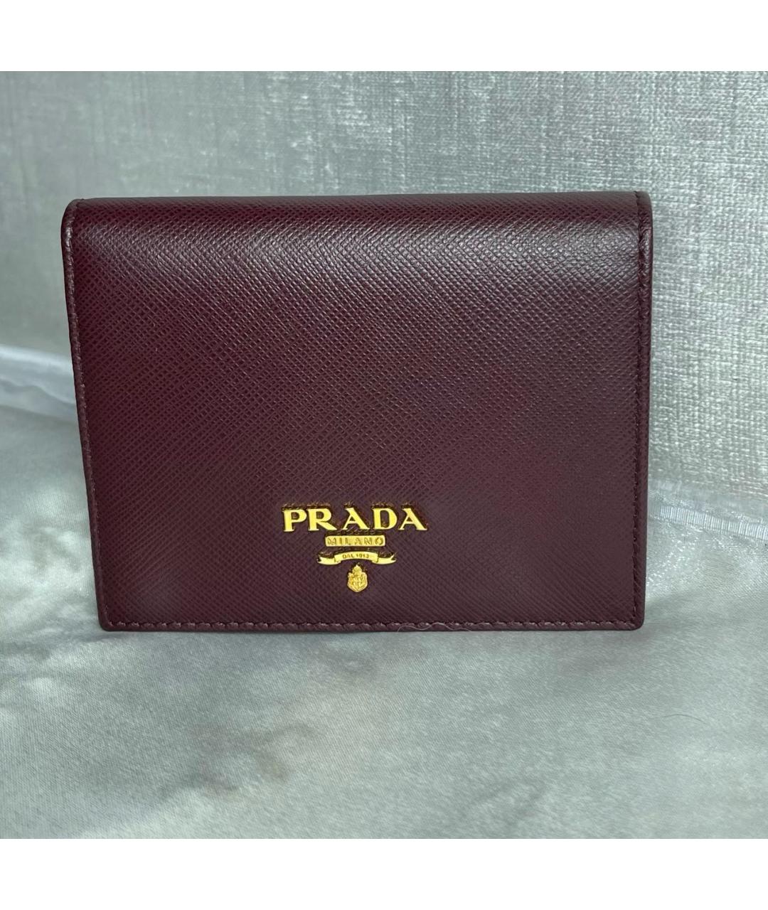 PRADA Бордовый кожаный кошелек, фото 9
