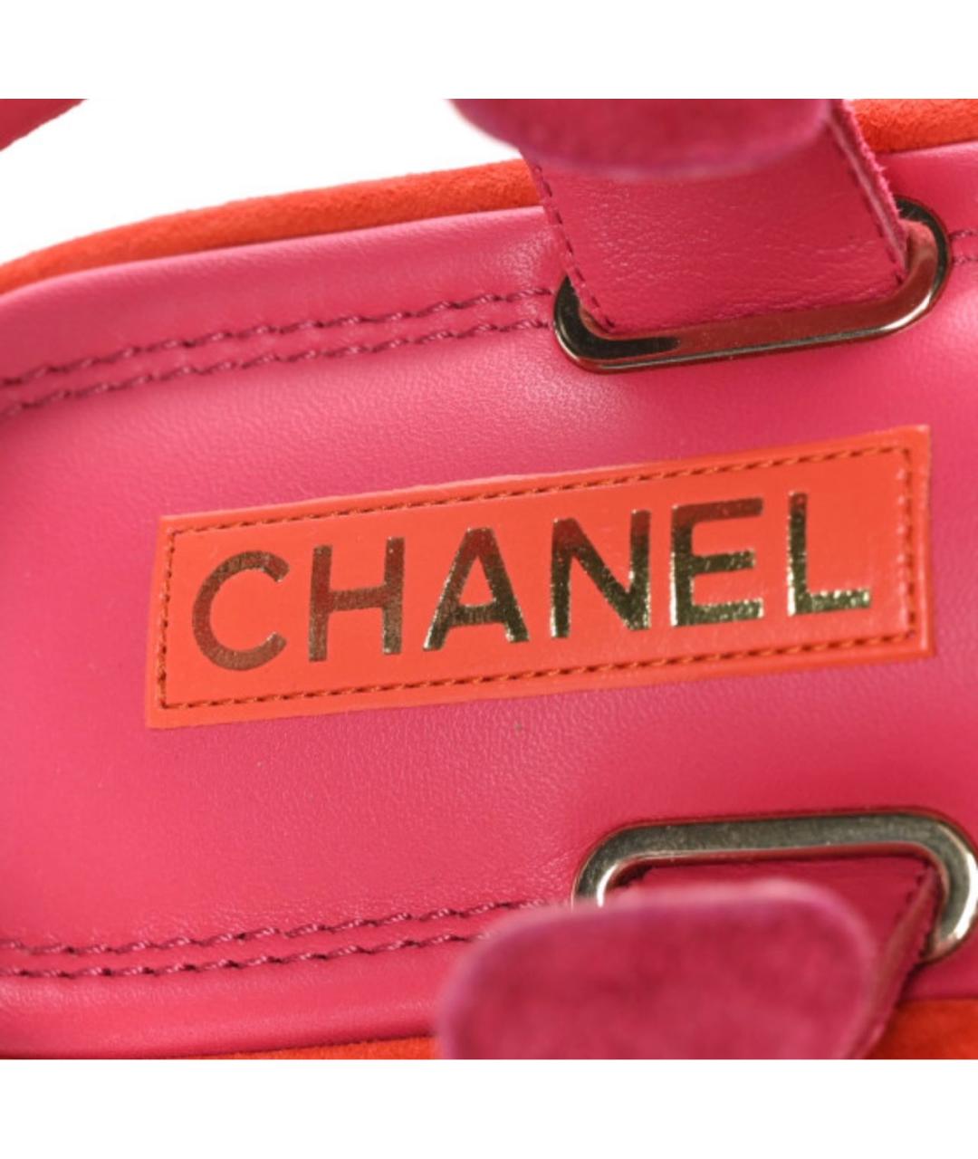 CHANEL Фуксия замшевые сандалии, фото 4