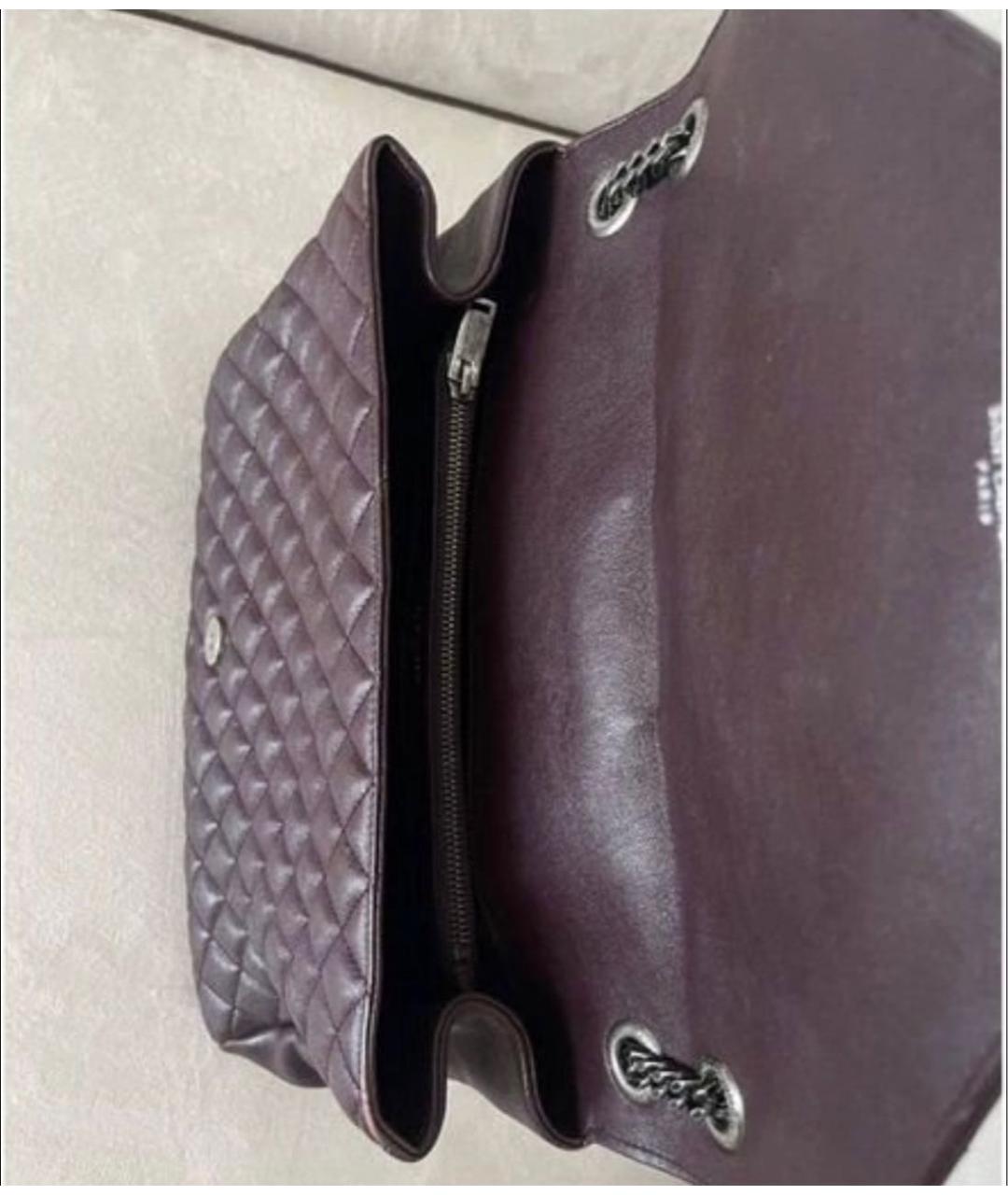 SAINT LAURENT Бордовая кожаная сумка через плечо, фото 3