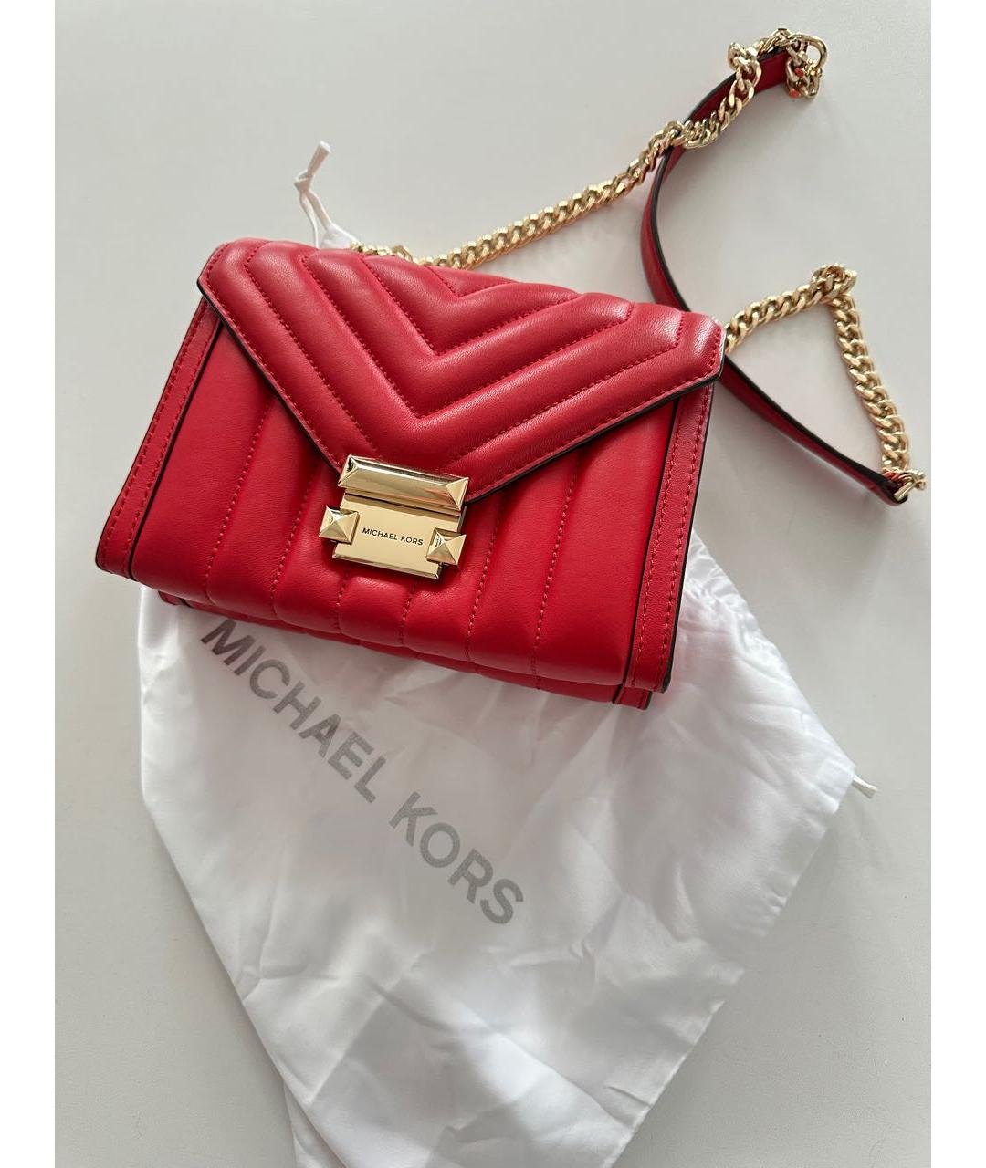 MICHAEL KORS Красная кожаная сумка через плечо, фото 3