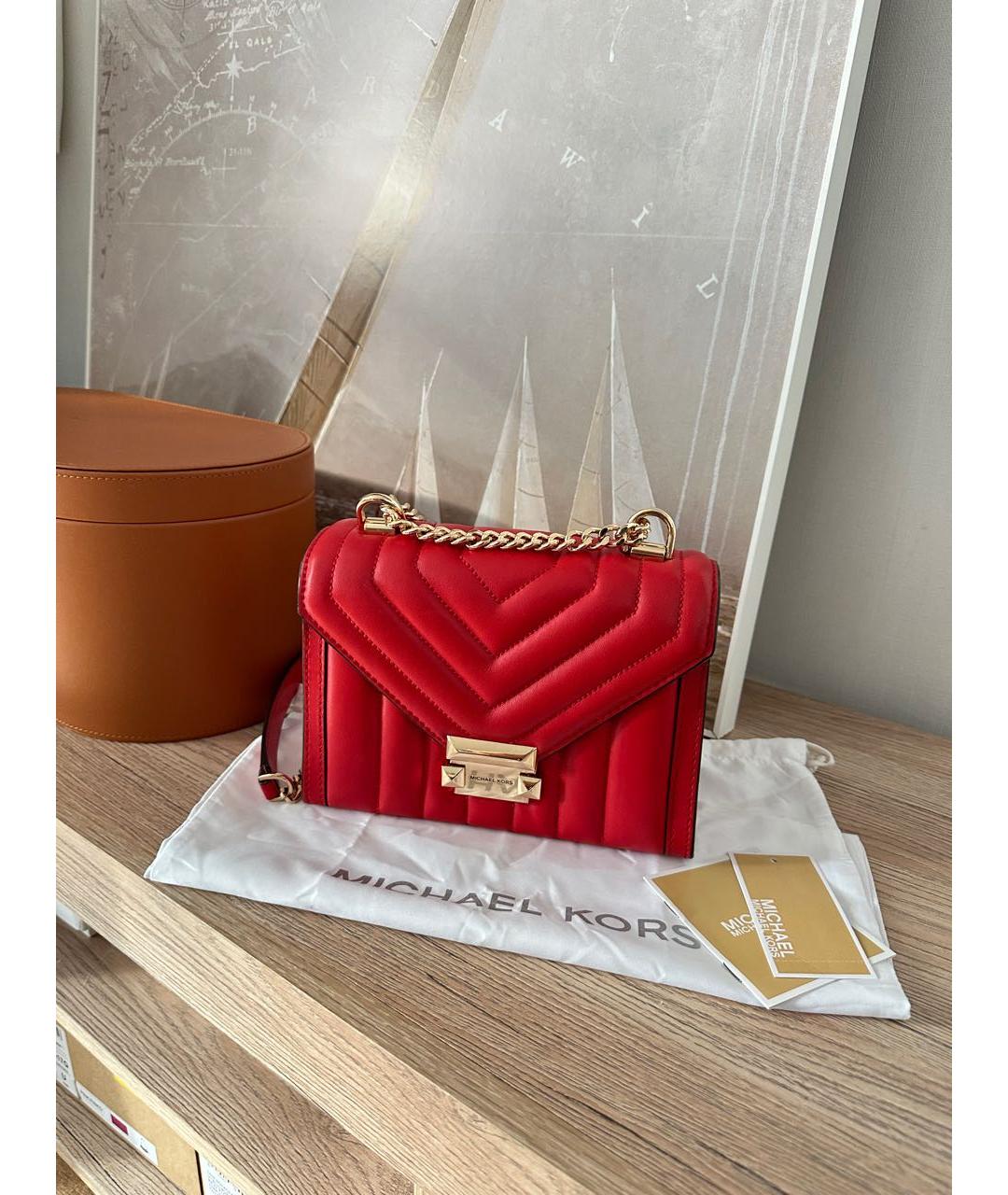 MICHAEL KORS Красная кожаная сумка через плечо, фото 4
