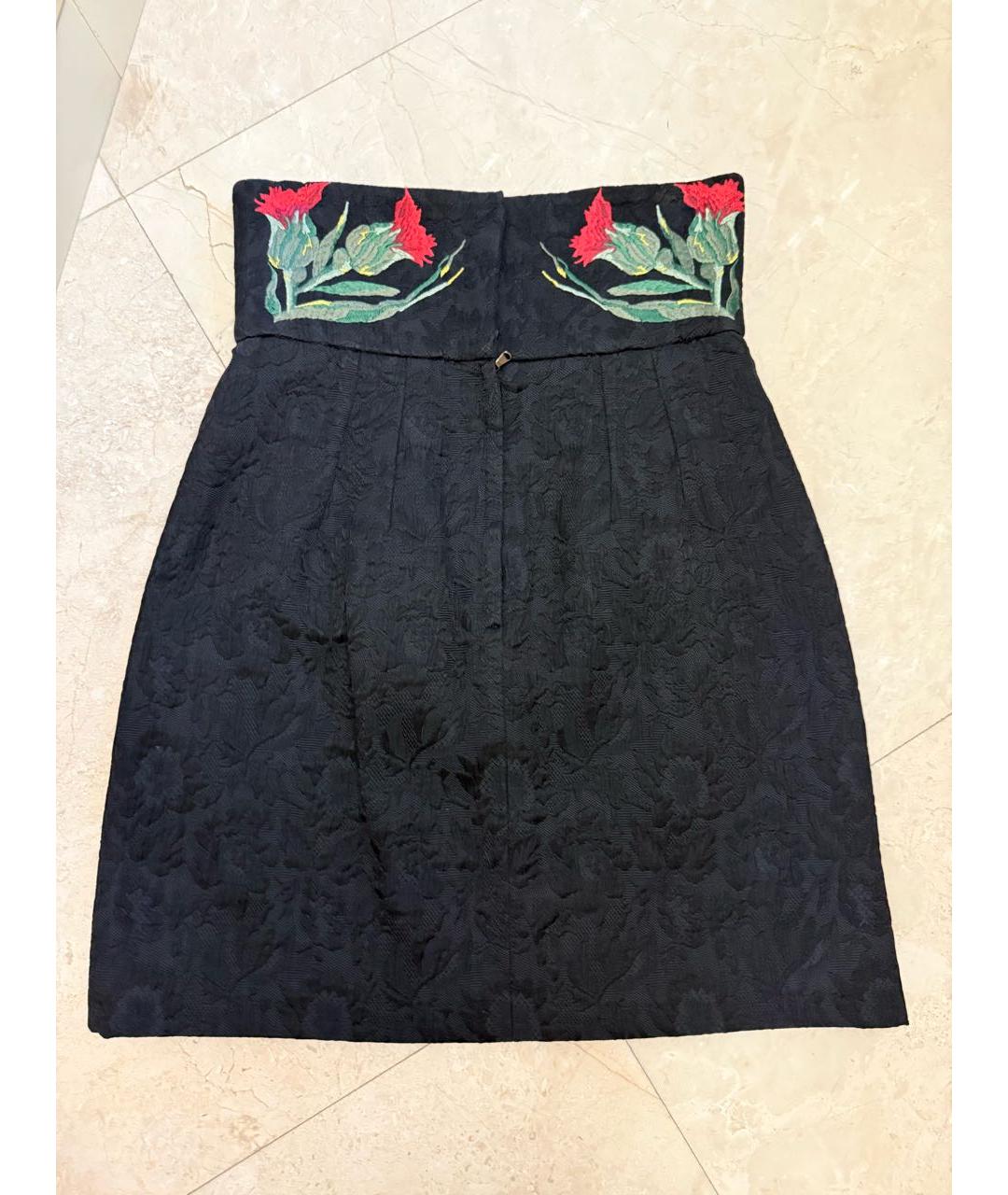 DOLCE&GABBANA Черная хлопковая юбка мини, фото 2