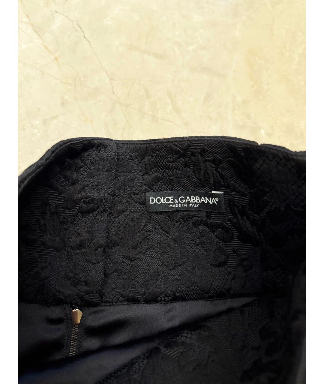 DOLCE&GABBANA Черная хлопковая юбка мини, фото 4