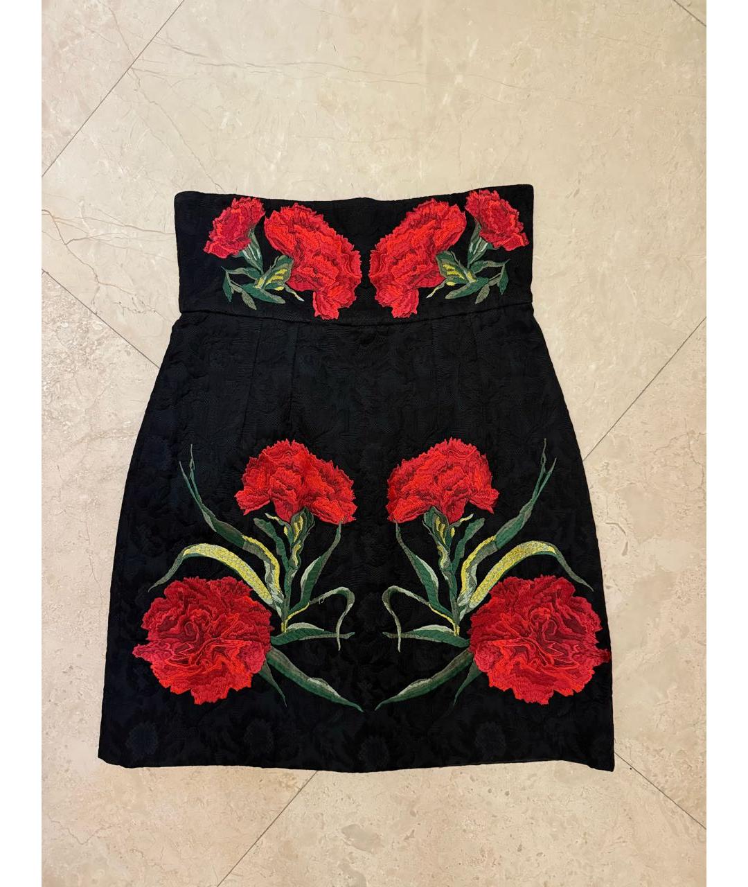 DOLCE&GABBANA Черная хлопковая юбка мини, фото 5