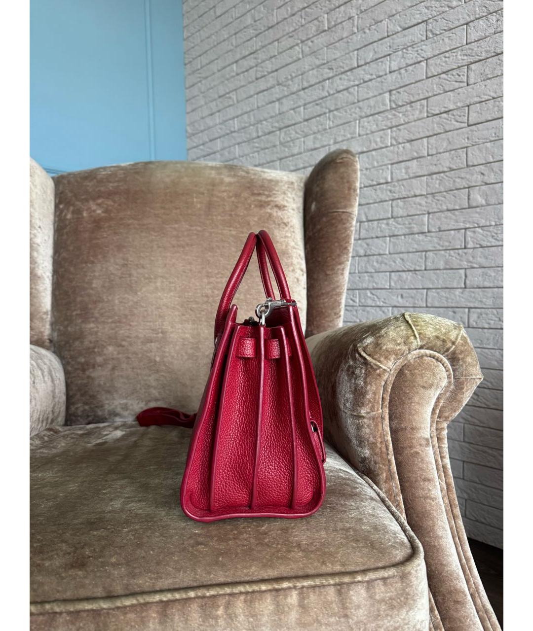 SAINT LAURENT Бордовая кожаная сумка тоут, фото 5