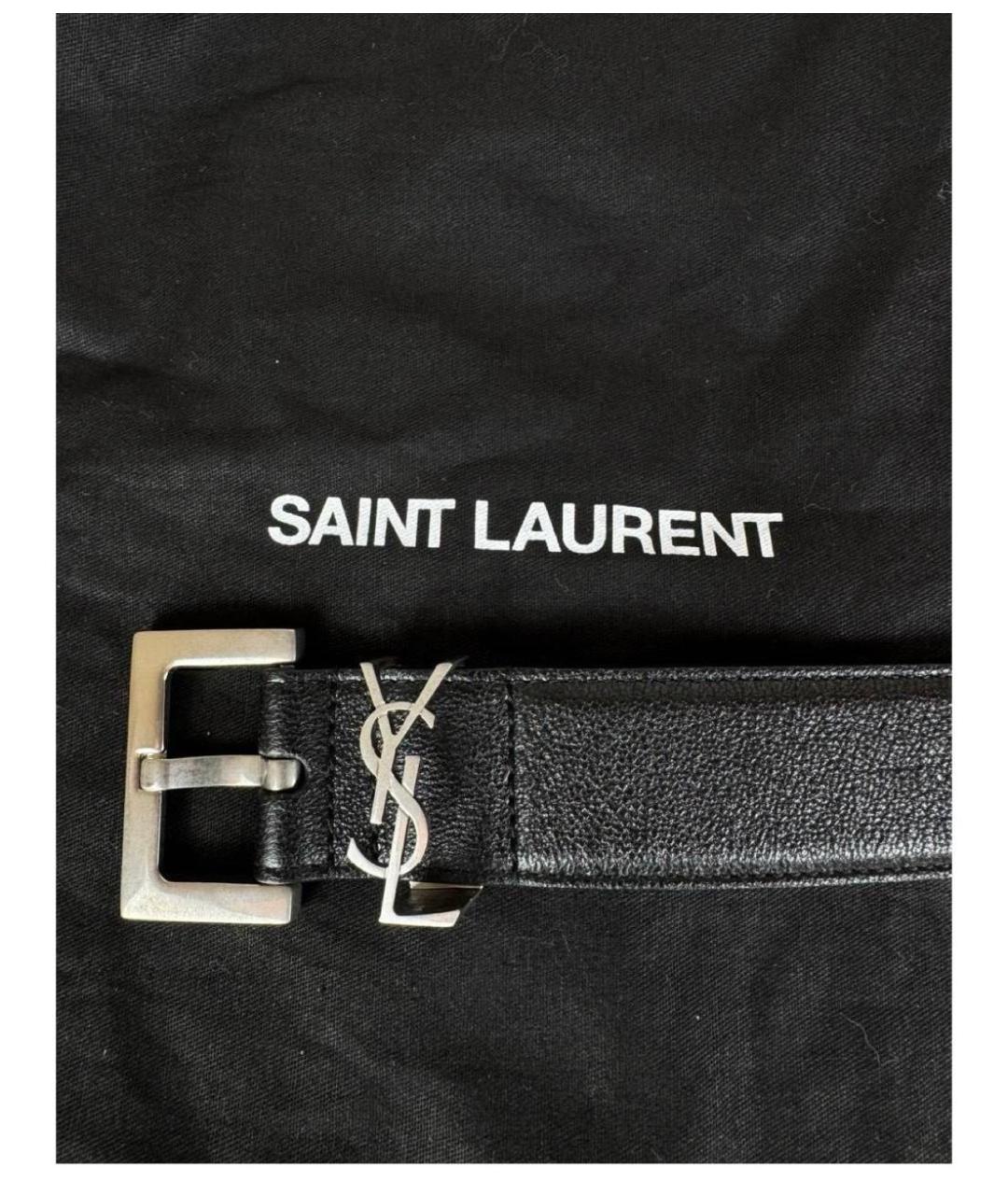 SAINT LAURENT Черный кожаный ремень, фото 7