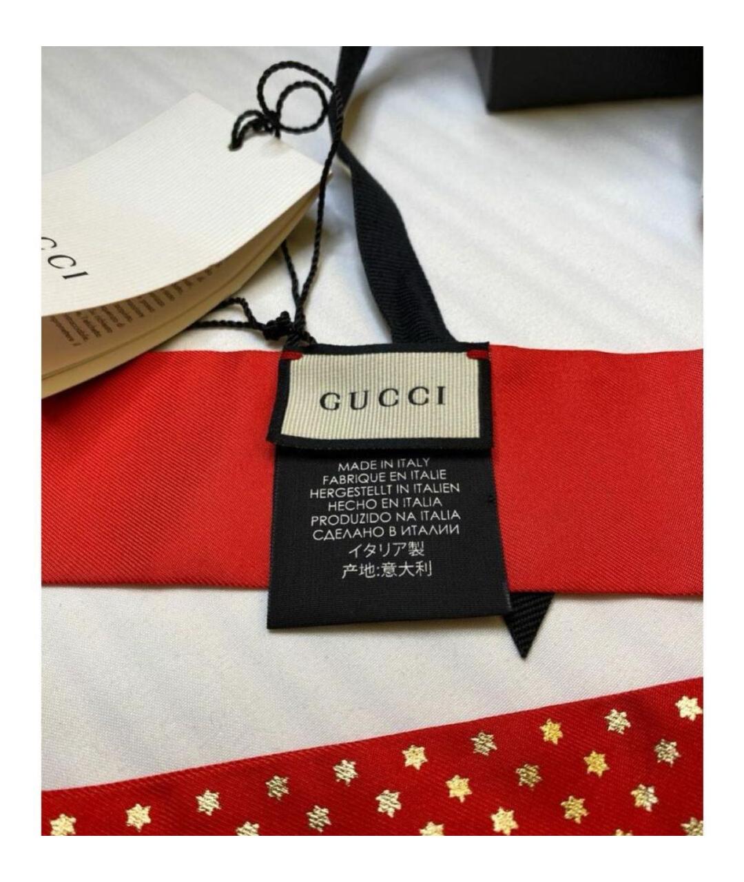 GUCCI Красный шелковый платок, фото 4
