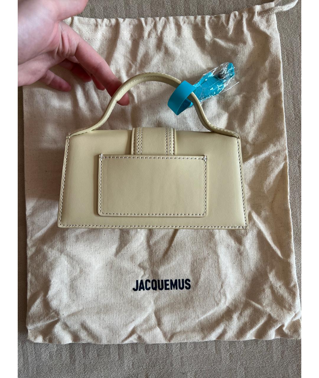 JACQUEMUS Желтая кожаная сумка с короткими ручками, фото 3