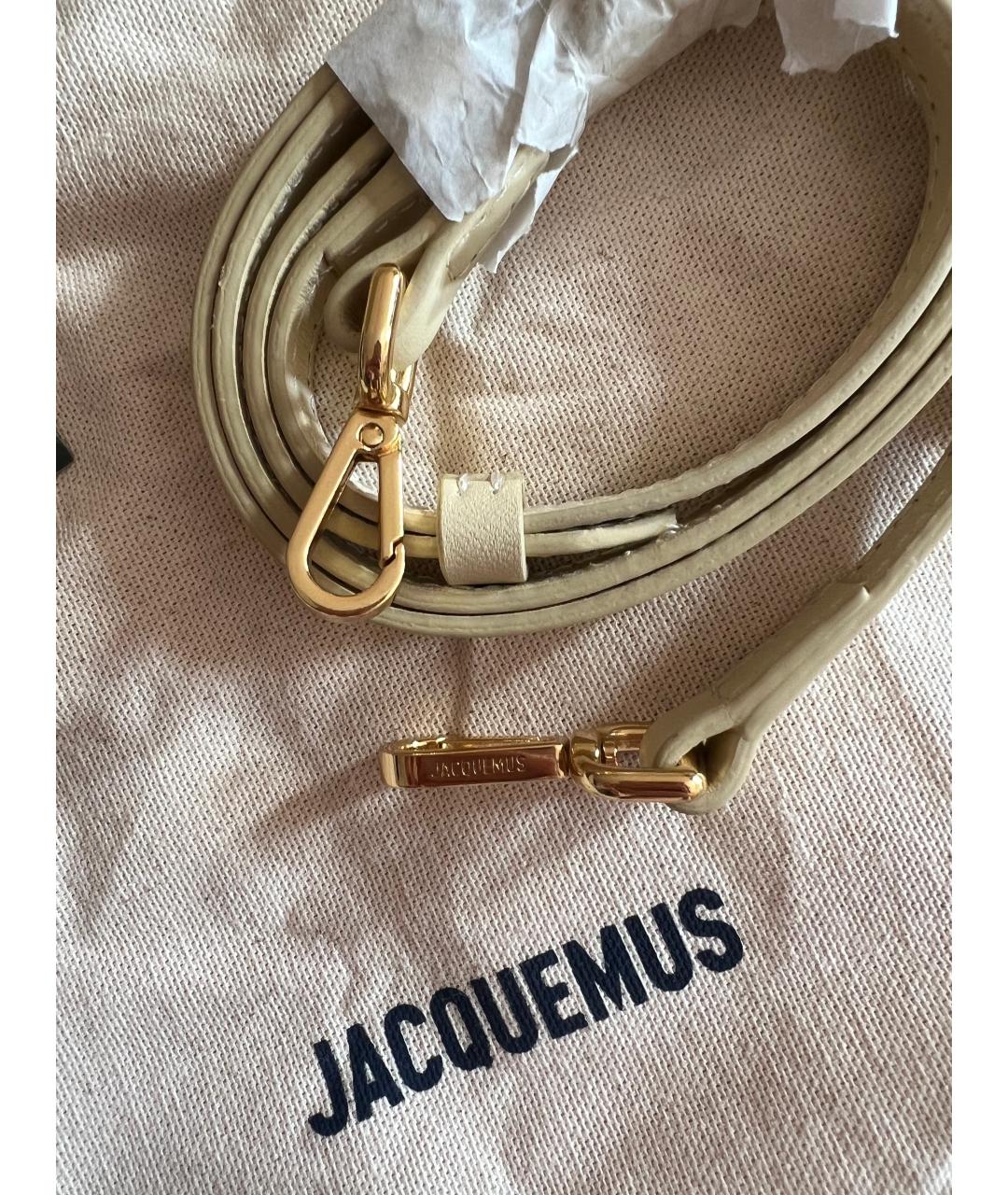 JACQUEMUS Желтая кожаная сумка с короткими ручками, фото 6