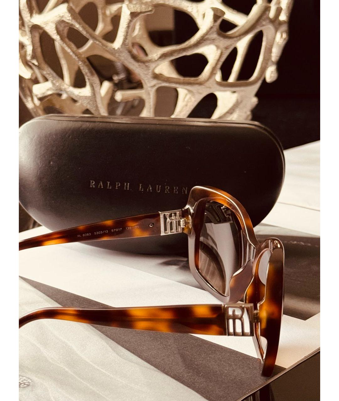 RALPH LAUREN Коричневые пластиковые солнцезащитные очки, фото 7