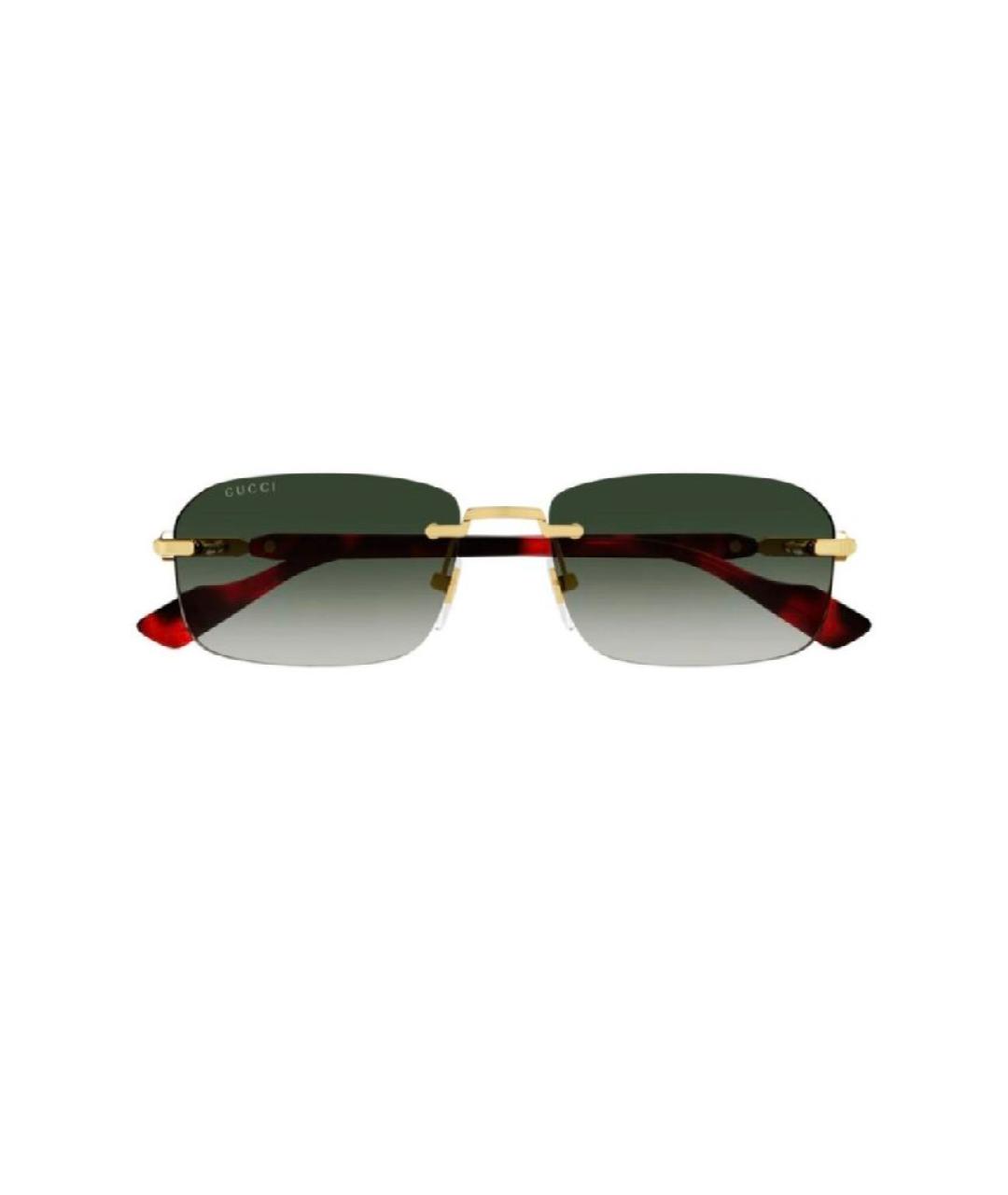 GUCCI Золотые металлические солнцезащитные очки, фото 1